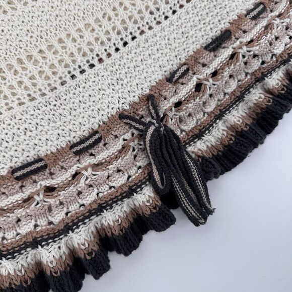 American Eagle Crochet Tie Waist Peplum Cropped Tank Top Size L Boho Festival - Picture 3 of 9